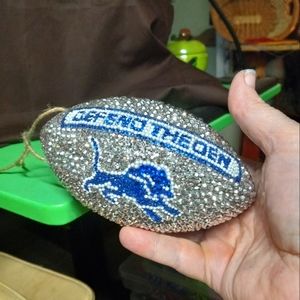 Homemade Detriot Lions Mini Football ornament.